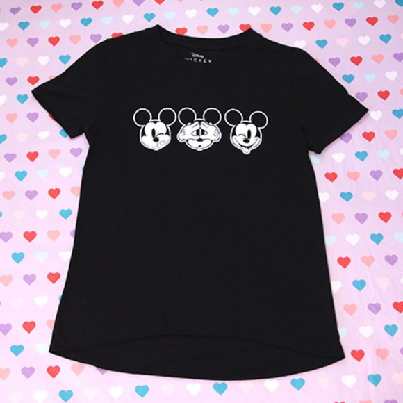 Disney Mickey Mouse Hi-Low Black T-Shirt - Small - Picture 1 of 4